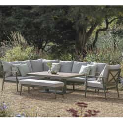 Bramblecrest RHS Wisley Rectangular Corner Sofa Set with Height Adjustable Table