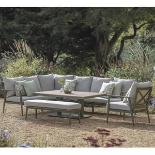 Bramblecrest RHS Wisley Rectangular Corner Sofa Set with Height Adjustable Table - Sage