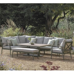 Bramblecrest RHS Wisley Rectangular Corner Sofa Set with Height Adjustable Table - Sage