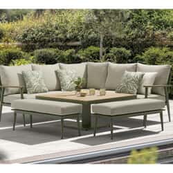 Bramblecrest RHS Wisley Square Corner Sofa Set with Height Adjustable Table Sage