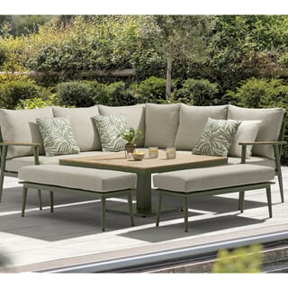 Bramblecrest RHS Wisley Square Corner Sofa Set with Height Adjustable Table Sage