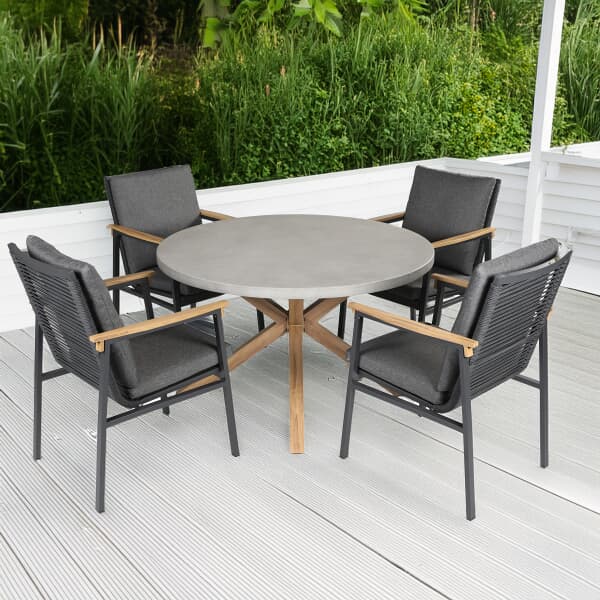 Supremo Polperro 4 Seat 120cm Round Dining Set