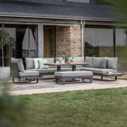 Bramblecrest Brooklyn L-Shape Corner Sofa with Rectangle Tree-Free Piston Table Chair And Bench Anthracite