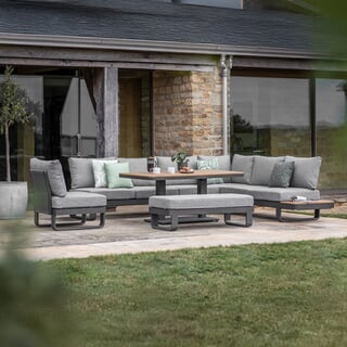 Bramblecrest Brooklyn L-Shape Corner Sofa with Rectangle Tree-Free Piston Table Chair And Bench Anthracite