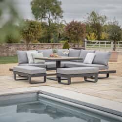 Bramblecrest Brooklyn Square Corner Sofa with Square Tree-Free Piston Table And 2 Benches Anthracite