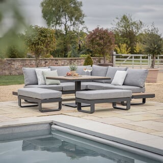 Bramblecrest Brooklyn Square Corner Sofa with Square Tree-Free Piston Table And 2 Benches Anthracite