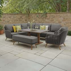 Bramblecrest Como L Shape Corner Sofa with Rectangle Piston Adjustable Table Bench  Chair Anthracite