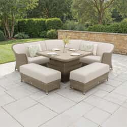 Bramblecrest Monte Carlo Square Sofa Set with Square Piston Adjustable Casual Dining Table And 2 Benches