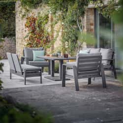 Bramblecrest Prague 3 Seat Lounge Sofa With Rect Piston Adjust Table 2 Sofa Chairs And Bench Anthracite