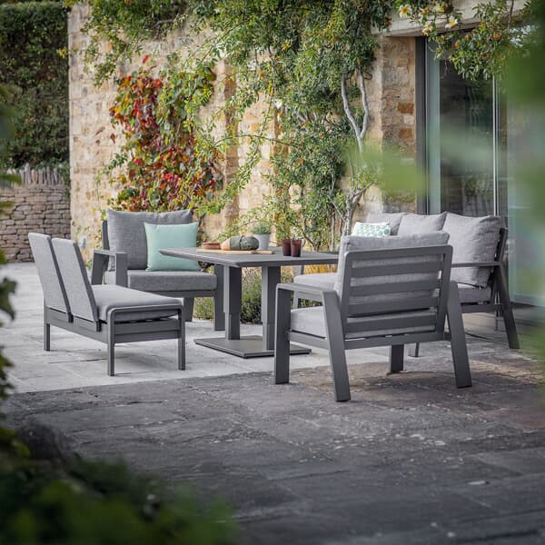 Bramblecrest Prague 3 Seat Lounge Sofa With Rect Piston Adjust Table 2 Sofa Chairs And Bench Anthracite