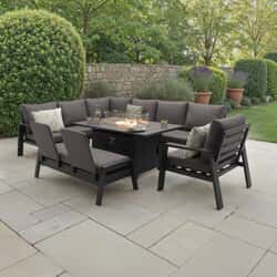 Bramblecrest Prague L Shape Corner Sofa with Rectangle Firepit Table Bench And Chair Anthracite