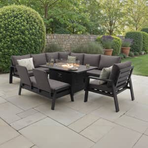 Bramblecrest Prague L Shape Corner Sofa with Rectangle Firepit Table Bench And Chair Anthracite