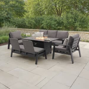Bramblecrest Prague 3 Seat Lounge Sofa With Rectangle Firepit Table 2 Sofa Chairs And Bench Anthracite
