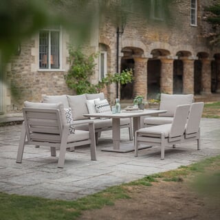 Bramblecrest Prague 3 Seat Lounge Sofa With Rect Piston Adjustable Table 2 Sofa Chairs Bench Latte