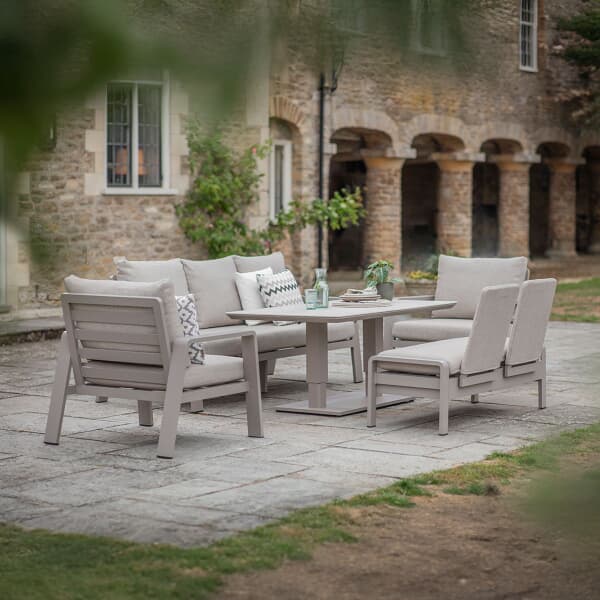 Bramblecrest Prague 3 Seat Lounge Sofa With Rect Piston Adjustable Table 2 Sofa Chairs Bench Latte