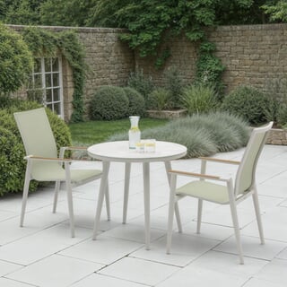 Bramblecrest Sofia 80cm Round Bistro Table with 2 Armchairs Green