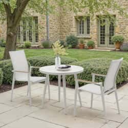 Bramblecrest Sofia 80cm Round Bistro Table with 2 Stacking Armchairs Grey