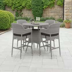 Bramblecrest Tetbury 95cm Round Bar Table with 4 Bar Stools Graphite/Smoke