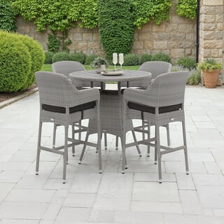 Bramblecrest Tetbury 95cm Round Bar Table with 4 Bar Stools Graphite/Smoke