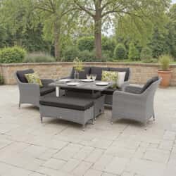 Bramblecrest Tetbury 3 Seat Sofa with Rectangle Adjustable Tree-Free Table 2 Chairs  Bench Graphite/Smoke