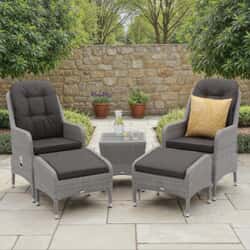 Bramblecrest Tetbury Recliner Set with 2 Footstools With Tree-Free Coffee Table Graphite/Smoke
