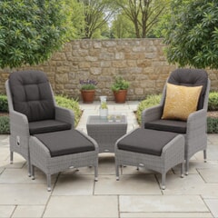 Bramblecrest Tetbury Recliner Set with 2 Footstools With Tree-Free Coffee Table Graphite/Smoke