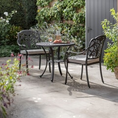Bramblecrest Venice 78cm Round Bistro Table with 2 Stacking Armchairs Bronze