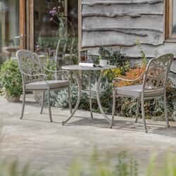 Bramblecrest Venice 78cm Round Bistro Table with 2 Stacking Armchairs Stone