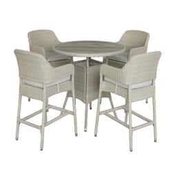 Bramblecrest Tetbury 95cm Round Bar Table with 4 Bar Stools Nutmeg