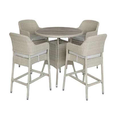 Bramblecrest Tetbury 95cm Round Bar Table with 4 Bar Stools Nutmeg