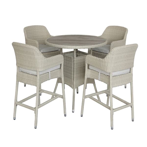 Bramblecrest Tetbury 95cm Round Bar Table with 4 Bar Stools Nutmeg