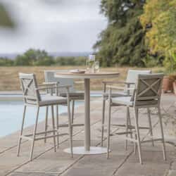 Bramblecrest RHS Wisley 90cm Round Bar Set With Table And 4 Bar Stools - Mocha