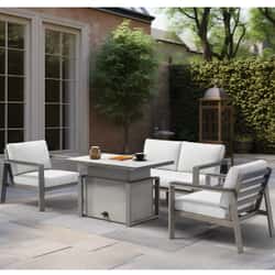 Supremo Melbury Lounge Set with Rectangular Adjustable Table Taupe