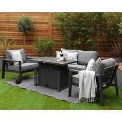 Supremo Melbury Lounge Dining Set with Height Adjustable Rectangular Table Charcoal