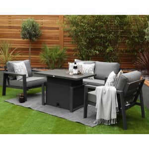 Supremo Melbury Lounge Dining Set with Height Adjustable Rectangular Table Charcoal