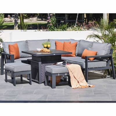 Supremo Melbury Mini Modular Corner Set with Height Adjustable Square Table Charcoal