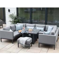 Supremo Mirfield U Shaped Modular Sofa Dining Set wth Square Firepit Table