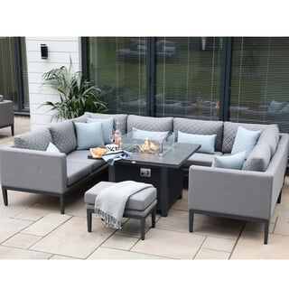Supremo Mirfield U Shaped Modular Sofa Dining Set wth Square Firepit Table