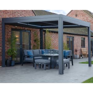 Supremo Leisure Belfort 3m x 3m Gazebo / Pergola with Curtains and LED - Charcoal