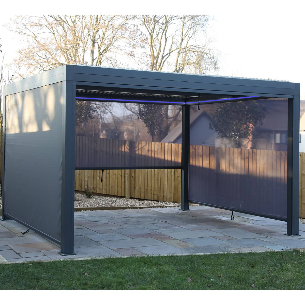 Supremo Leisure Belfort 3m x 4m Gazebo / Pergola with Curtains and LED - Charcoal