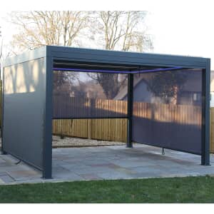 Supremo Leisure Belfort 3m x 4m Gazebo / Pergola with Curtains and LED - Charcoal