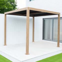 Supremo Leisure Belfort 3m x 4m Gazebo / Pergola with Curtains and LED - Wood Effect