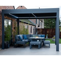 Supremo Leisure Belfort 3.6m x 3.6m Gazebo / Pergola with Curtains and LED - Charcoal