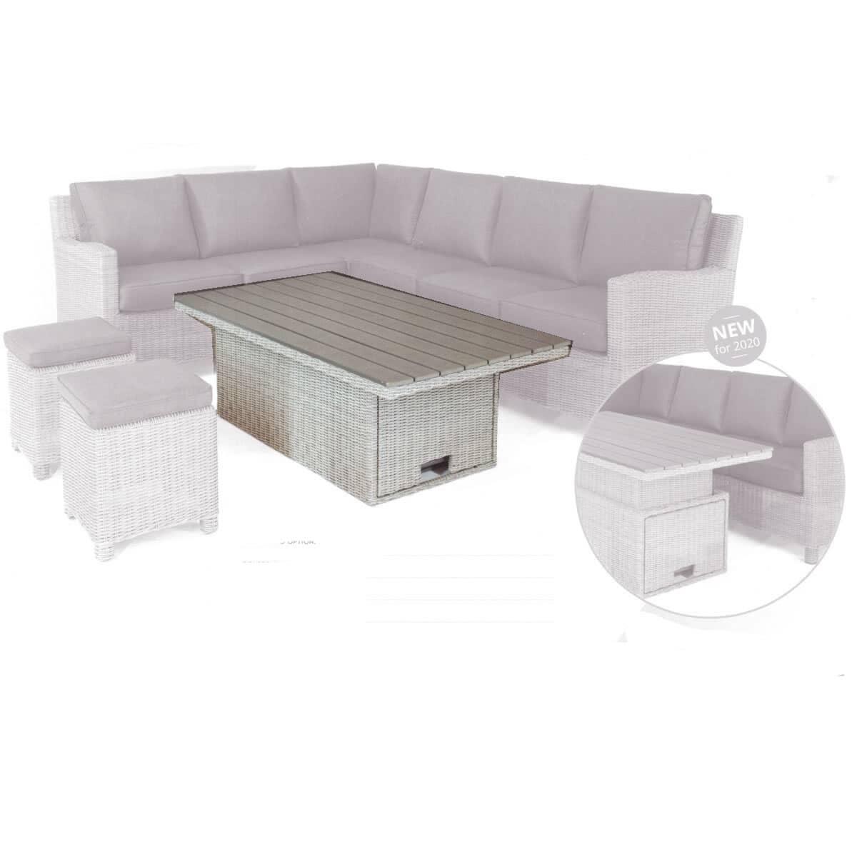 Kettler Palma Height Adjustable SQ Table White Wash