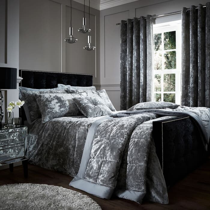 Catherine Lansfield Crushed Velvet Silver large