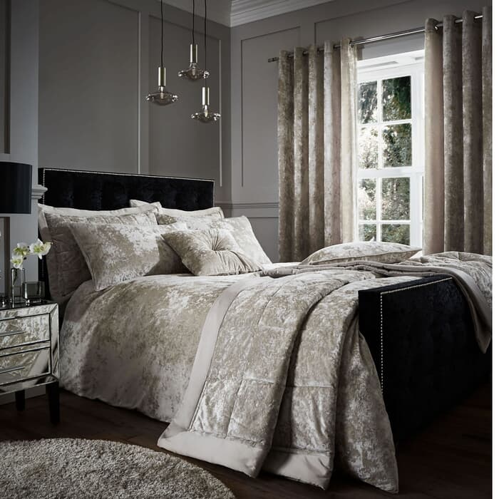 Catherine Lansfield Crushed Velvet Natural large