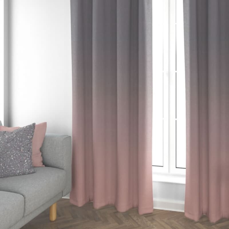 Cotton Anthology Frost Curtains Grey/ Pink JustLinen