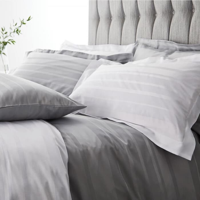 Catherine Lansfield Satin Weave Hotel Stripe Grey large