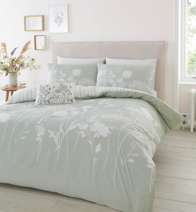 Catherine Lansfield Meadowsweet Floral Green large