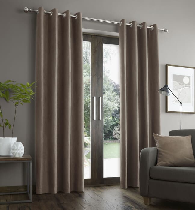 Catherine Lansfield Faux Suede Mink Curtains large